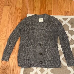 Chunky Abercrombie cardigan sweater long grey knit - women’s medium